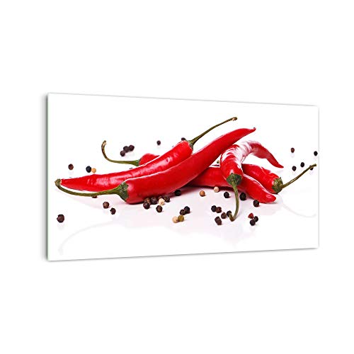 DekoGlas Küchenrückwand 'Mehrere Chilischoten' in div. Größen, Glas-Rückwand, Wandpaneele, Spritzschutz & Fliesenspiegel