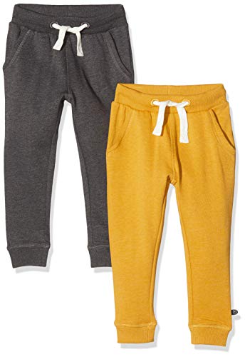 MINYMO Jungen 2er Pack Sweat Pants/Freizeithose Hose, Mehrfarbig (Narcissus/Sand 385), (Herstellergröße:140)