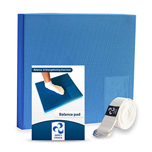 XL Foam Balance Pad - Dehnungsgurt und eBook inkl. | Extra großes Balancekissen für physiotherapeutische Reha der Sprunggelenke, Schmerzen im unteren Rücken/Knie | XL Balance Board für mehr Kraft