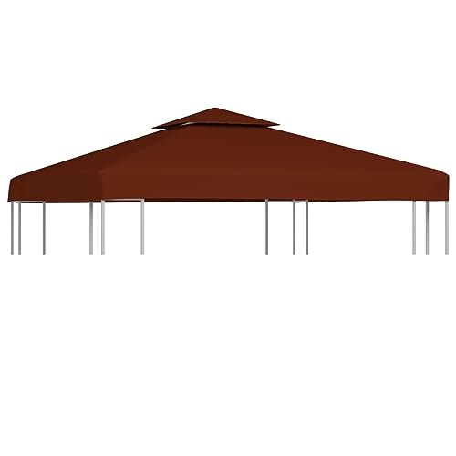 JUNZAI Pavillon-Dachplane mit Kaminabzug, Ersatzdach Pavillon, Dach Für Pavillon, Pavillondach, 310 g/m² 3x3 m Terrakotta