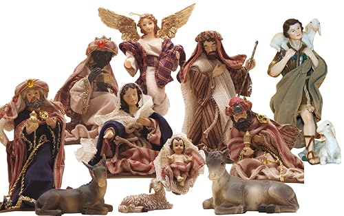 FADEDA 11x Krippenfiguren orientalisch, Ankleidefiguren/Höhe:13 cm/handbemalt/detailgetreue Krippen Figuren - Weihnachten Tisch Dekoration Krippe Zubehör