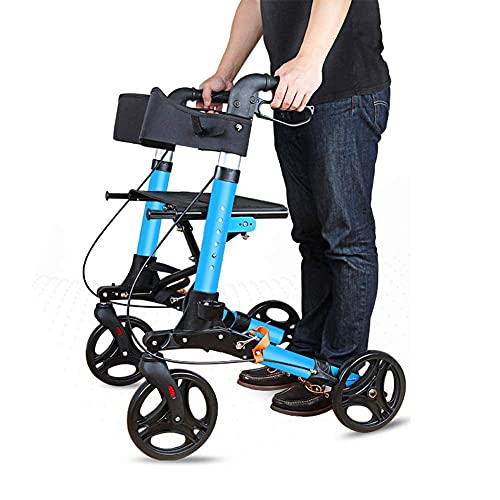 Rollator, Aluminium, Gehhilfe für ältere Menschen, leichte zusammenklappbare Gehhilfen für Behinderte, mit Sitz und 4 Rädern