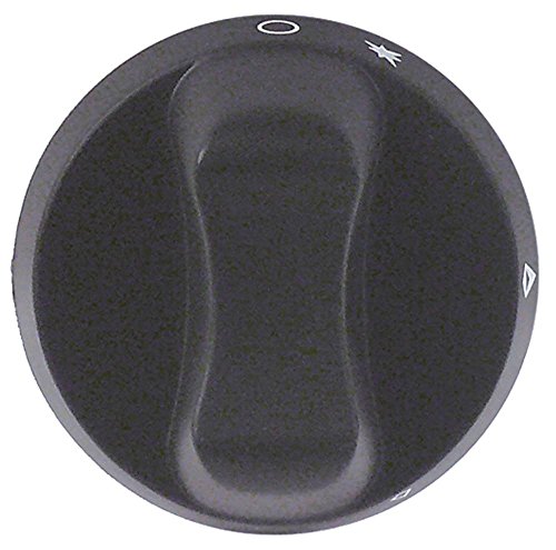 Knebel für Gashahn ø 63mm Symbol mit Zündflamme für Achse ø 8x6,5mm mit Abflachung oben schwarz
