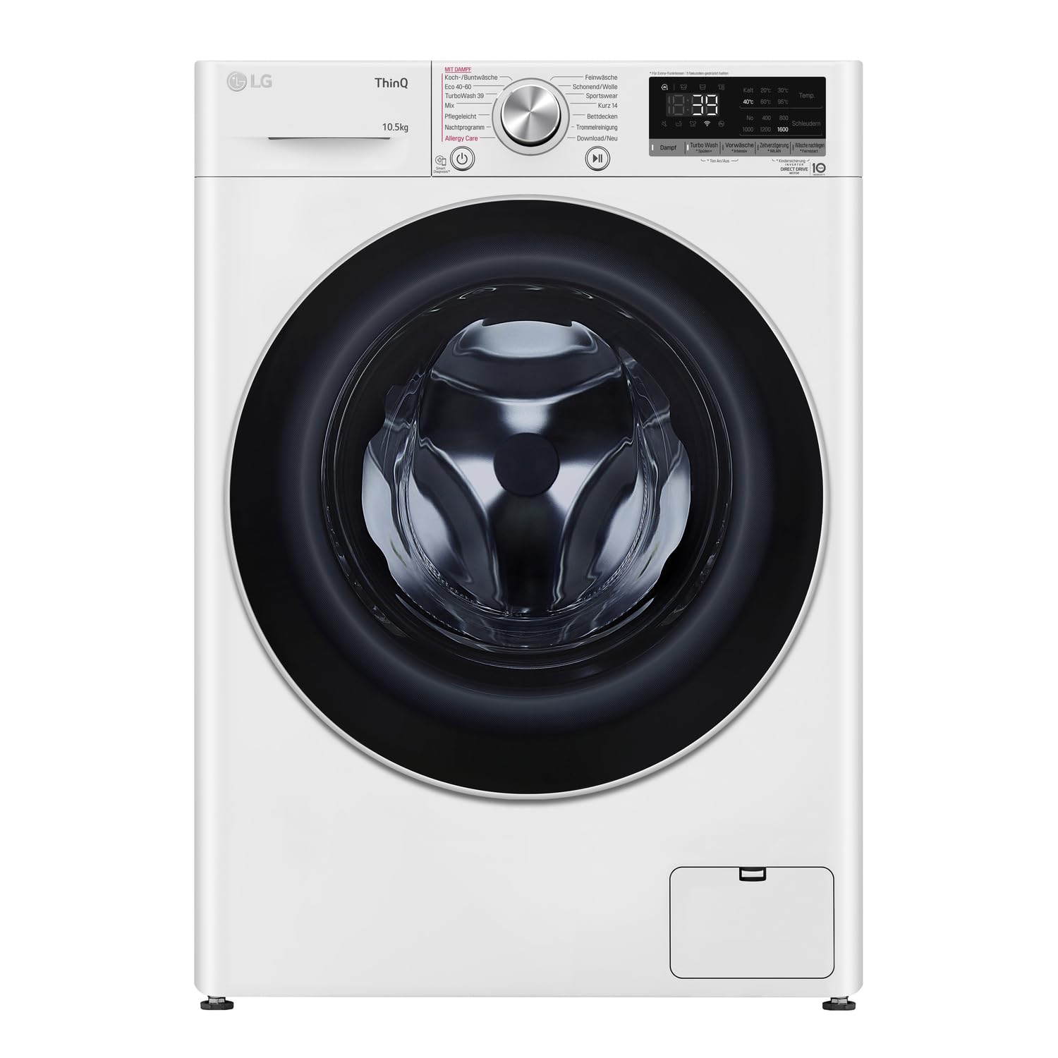 LG Electronics Waschmaschine 10,5 kg AI DD Steam TurboWash 360° ThinQ Neue Wohlfühl-Trommel F6WV710P1 Weiß