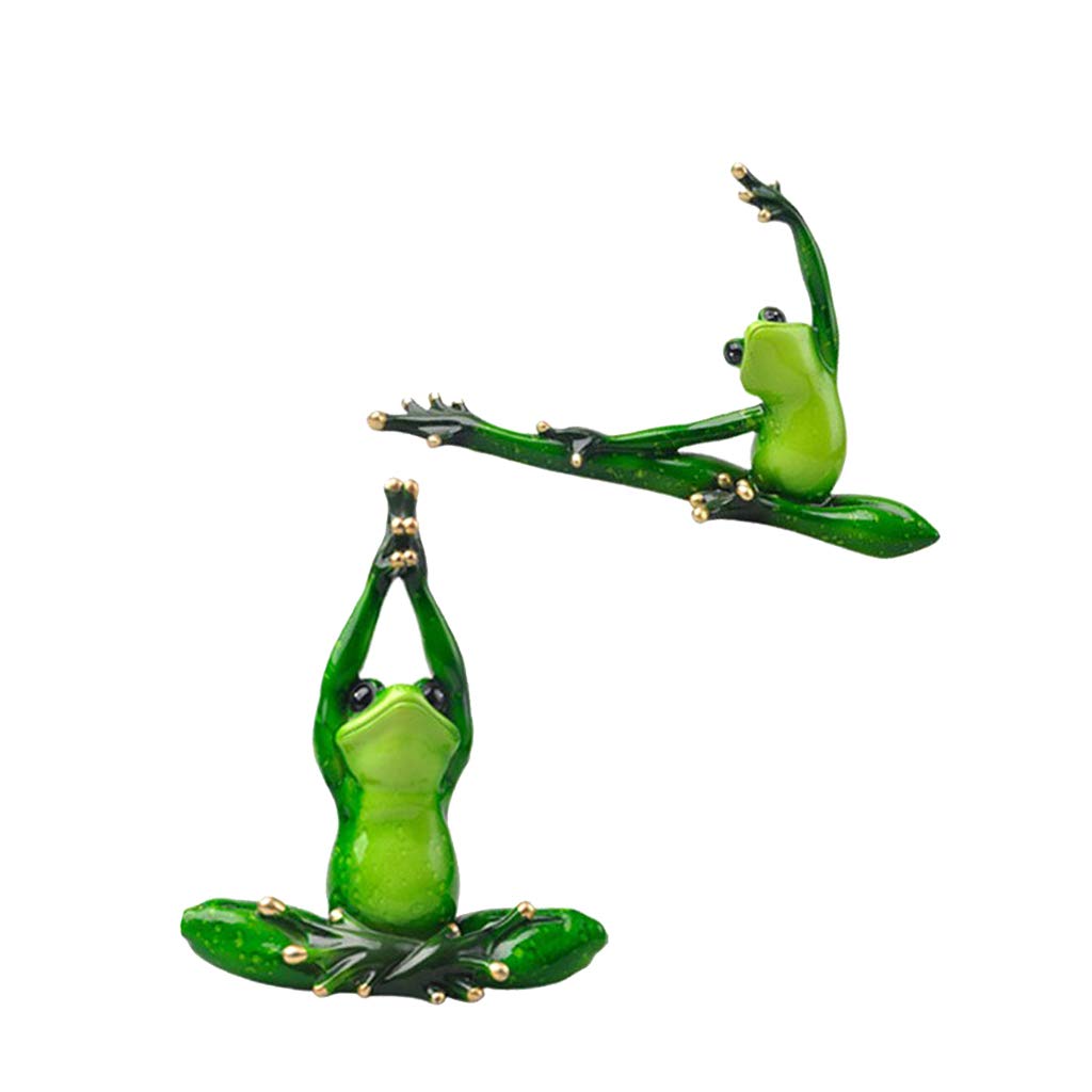 PETSOLA 2pcs 3D Yoga Frosch Figur Dekofigur Skulptur Gartendeko Gartenfigur