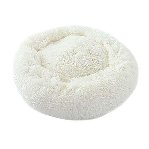 nobrand YEZHIJIAKEJI Weiche Lange Plüsch-Round-Hundebett for kleine mittelgroße Hunde-Winter-warme Katzenbett, Schlafliege Haus Kitten Hündchen Schlafmatte (Color : Gray, Size : 60x60cm)