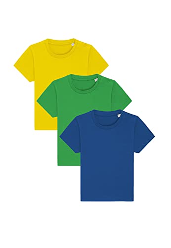 3er Set Hochwertiges Baby, Kleinkind T-Shirt aus Bio-Baumwolle, Säuglingshirt mit Druckknöpfe, hervorragend zum Bedrucken.(z.B. mit Transferfolien), Size:80/86, Color:Fresh