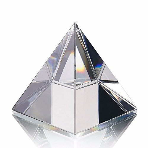 Energie Heilung transparent Kristall Glas Pyramide mit Gold Ständer Feng Shui Ägypten Ägyptische Figuren Miniaturen Ornaments Craft (80mm)