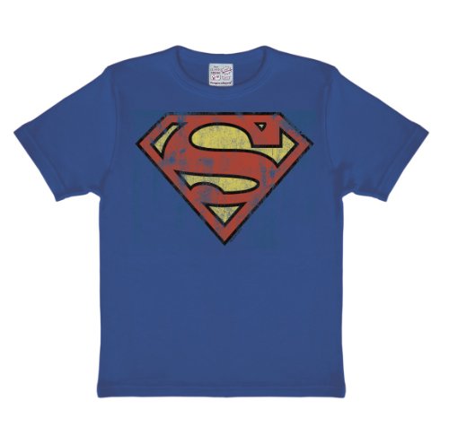 Logoshirt DC Comics - Superheld - Superman Logo T-Shirt Kinder Jungen - blau - Lizenziertes Originaldesign, Größe 104/116, 4-6 Jahre