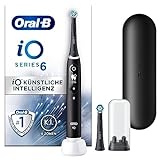 Oral-B iO Series 6 Elektrische Zahnbürste/Electric Toothbrush, 2 Aufsteckbürsten, 5 Putzmodi für Zahnpflege, Display & Reiseetui, Designed by Braun, black lava