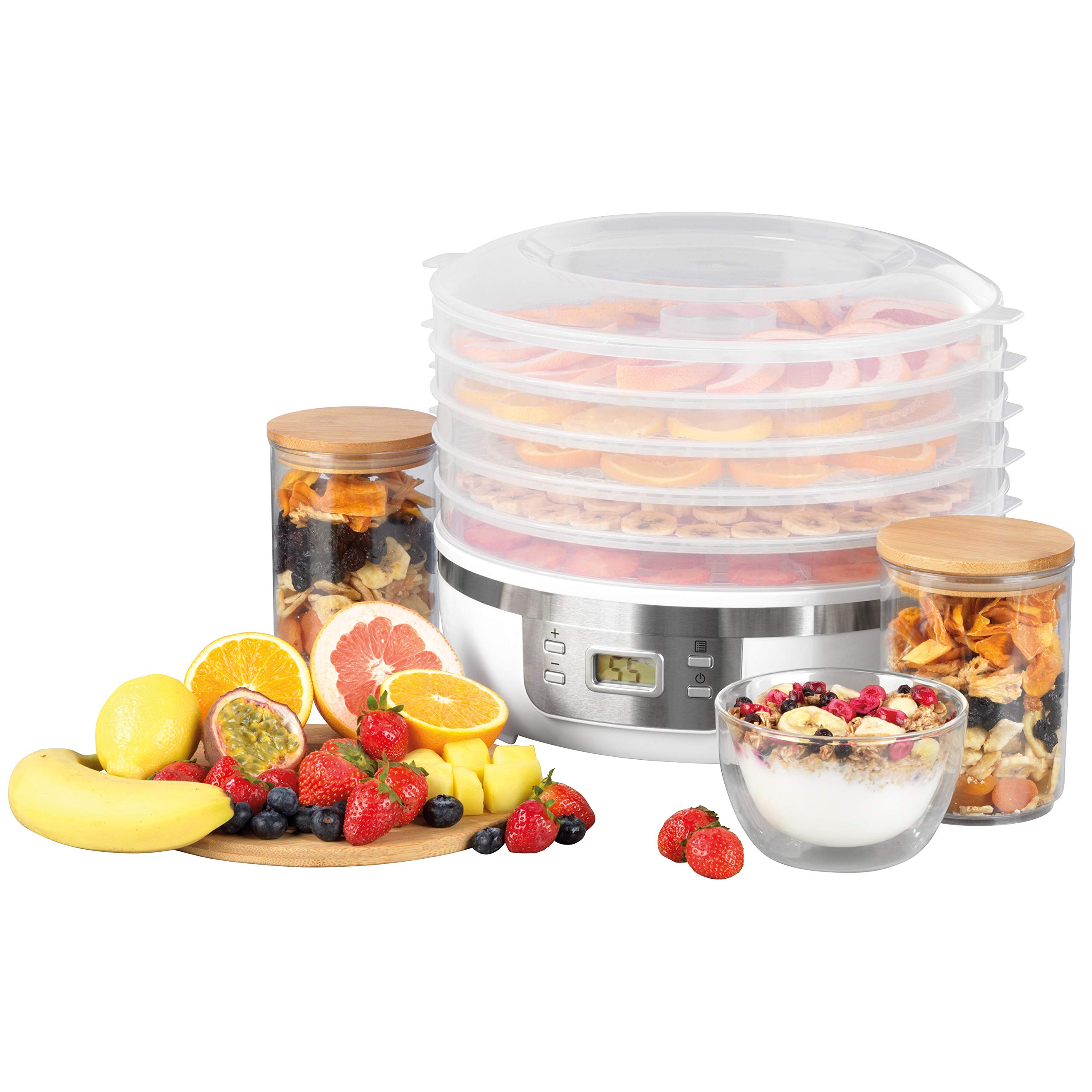 Progress EK4426PVDEEU7 Digitaler Dörrautomat/Dörrgerät, Temperature 70 °C, 350W food dehydrator machine, 7.5L dorrautomaten, meat dehydrator, Dörrobst/Gemüse, selbstgemachte Tierleckerlies