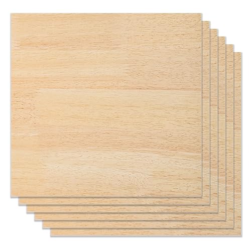 Bastelholzplatte Sperrholz Platten, 6 Stück gespleißtes Sperrholz aus Gummibaumholz, 30,5 x 30,5 cm, unbehandeltes Holz für Lasergravur, Schneidearbeiten