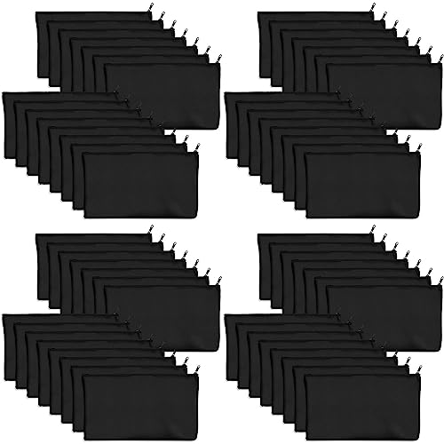 liovitor 60 Stück schwarze leere Leinentaschen, 21,6 x 11,4 cm, Schreibwaren, Aufbewahrung, Reißverschlusstasche, DIY, Graffiti-Federmäppchen, DIY-Geschenktasche