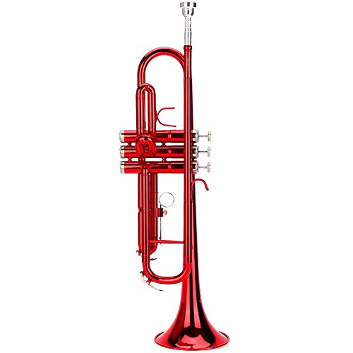 Messingtrompete, Trompete, Messingtrompetenkörper für Weihnachtsgeschenke Instrumentenliebhaber Aufführungspraxis(rot)