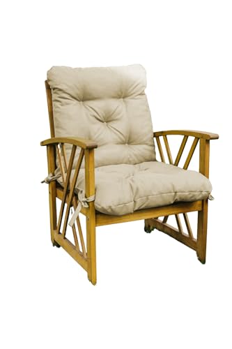 chilly pilley Hochlehner Auflagen 2er Set Gartenstuhl Sitzkissen Kissen Sessel Sitzauflage (50x50x60, Creme)