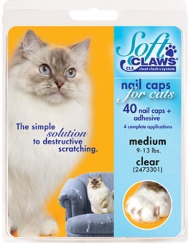 Soft Claws Nagelkappen für Katzen, transparent, Größe M, 4,1-5,9 kg, CLS (Cleat Lock System)