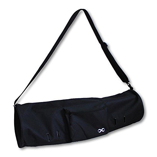 YogaAddict Yogamatten-Tasche "Compact" mit Tasche, 71,1 cm lang, passend für die meisten Matten-Größen, extra breit, einfacher Zugang, Schwarz
