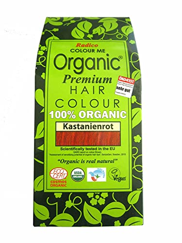 Radico Colour Me | Organic Pflanzenhaarfarbe | Kastanienrot/Auburn Red | Aus ayurvedischen Kräutern | Frei von Amoniak & Wasserstoffperoxid | Auch für graues Haar | 100 g (5 Stück = 500 g)