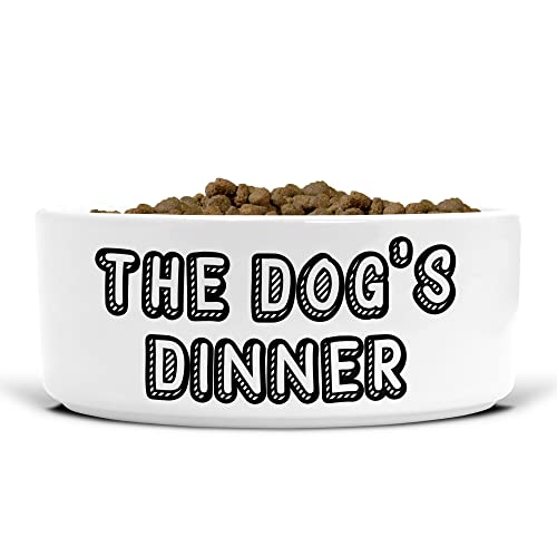 Funny Keramik Hundenapf - Futternapf - Futter- und Wassernapf - Groß - The Dog's Dinner - 175mm Durchmesser - Mama Papa Hundebesitzer - DB40