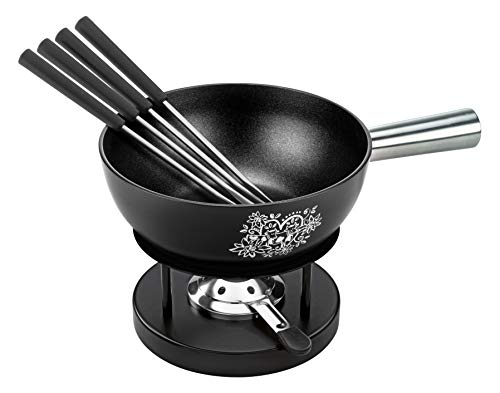 Kuhn Rikon 32275 Käsefondue Set Alpenliebe 22 cm, schwarz, induktion, Aluminum