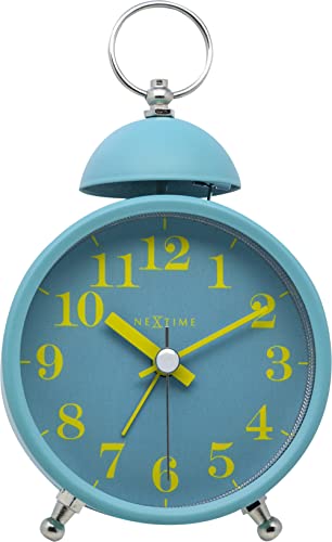 NeXtime Alarm Clock Single Bell, Very Silent, Turquoise, 16 x 9,2 cm