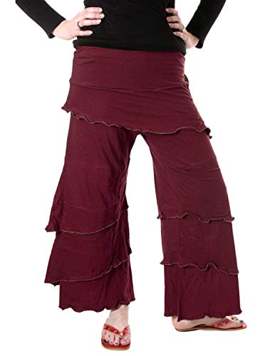 Vishes- Alternative Bekleidung Lagenlook Schlaghose aus Baumwolle - Kurzgröße dunkelrot 40