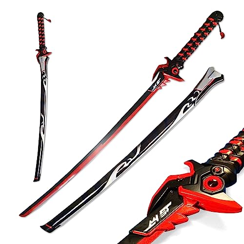 Swords and more Overwatch - Schwert von The Evil Spirits, Genji Oni Skin Dragonblade Samurai-Schwerter, Katana-Schwert aus Kohlenstoffstahl, Scheide, Japanisches Overwatch-Schwert für Genji-Kostüm