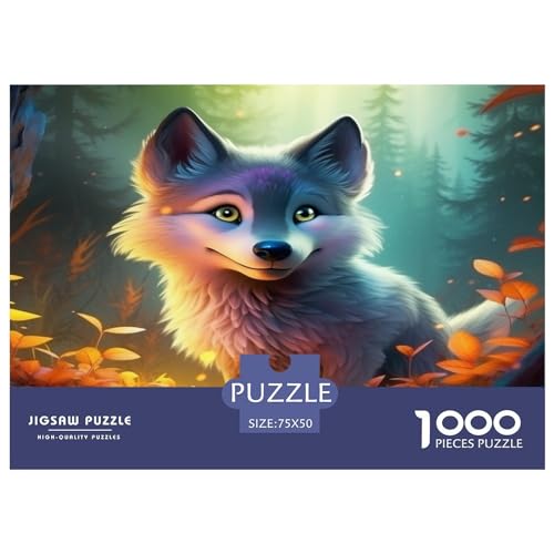 Cute and Colorful Wolves 1000 Teile Puzzles Für Erwachsene Educational Game Home Decor Geburtstag Family Challenging Games Stress Relief 1000pcs (75x50cm)
