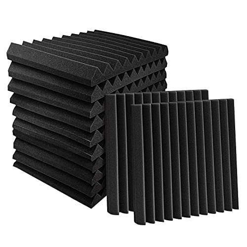 Akustikschaumstoffplatten, 24 Stück, 1 x 12 x 12 Zoll (30,5 x 30,5 cm), schallabsorbierende Fliesen für Aufnahmestudios
