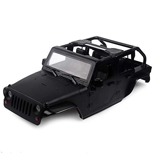 INJORA RC Auto Karosserie 313mm Radstand Kit Jeep Wrangler Car Body Shell für 1/10 RC Crawler Axial SCX10 90046 (Schwarz)