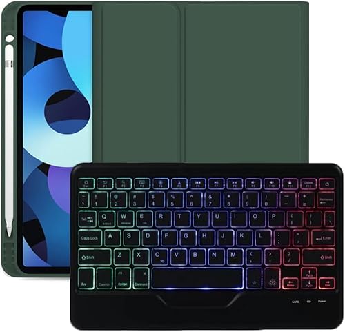 YGoal Tastatur Hülle für Huawei Matepad Air,(QWERTY Englische Layout) 7 Colors Backlit Ultradünn PU Leder Schutzhülle mit Abnehmbarer drahtloser Tastatur für Huawei Matepad Air 11.5, DGrün