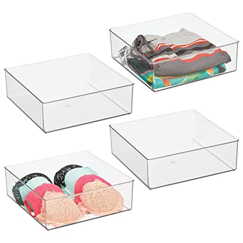 mDesign große Aufbewahrungsbox – praktische Schrankbox für das Schlafzimmer – idealer Organizer für Kleidung und Accessoires aus BPA-freiem Kunststoff – 4er-Set – durchsichtig