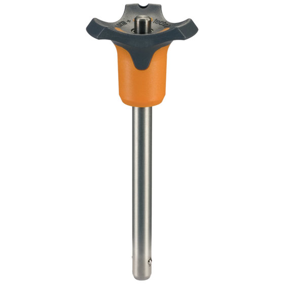 HALDER - Kugelsperrbolzen, selbstsichernd, mit Kombigriff | d1=25 mm / l1=130 mm / orange | 22370.0277