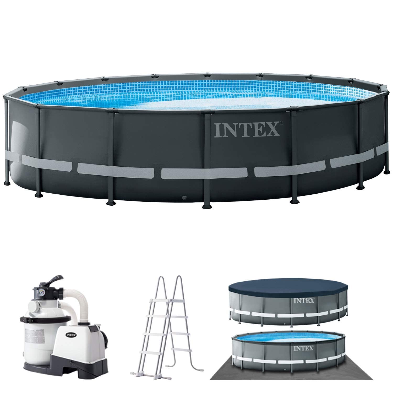 Intex 26330GN Frame Pool Set Ultra Rondo, Grau, 549 x 132 cm