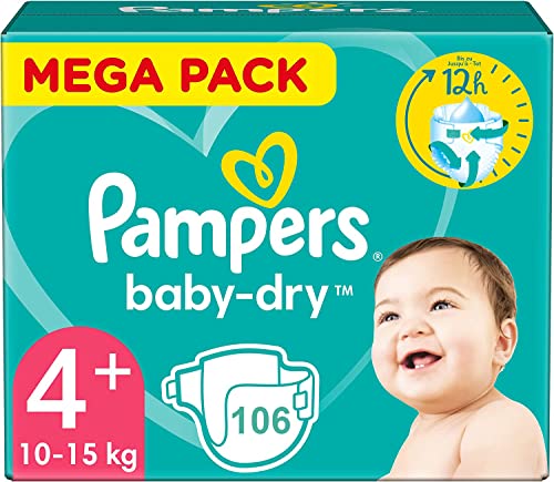 PAMPERS Baby-DRY Größe 4 plus 106 Windeln (10-15 kg)