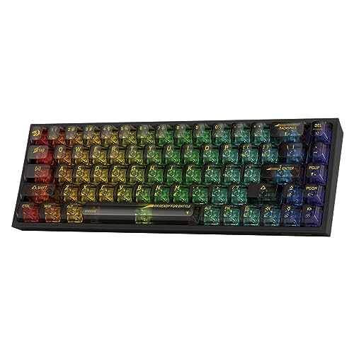 Redragon K631 Mechanische Tastatur, RGB, 2.4GHz/BT/Kabelgebunden, Transparente Schalter, Transparentes Schwarz