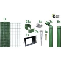GAH Alberts Komplettset Schweissgeflecht Fix Clip Pro 25 m, 1000 mm hoch, grün, Einschlag-Bodenhülse