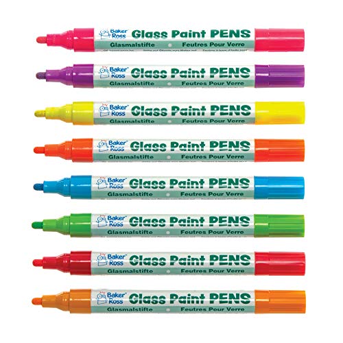 Baker Ross Glasmalstifte in Neonfarben (8 Stück) – perfekt zum Dekorieren von Glasoberflächen