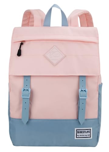 BESTLIFE Unisex COL-Buckles School Backpack, Pink