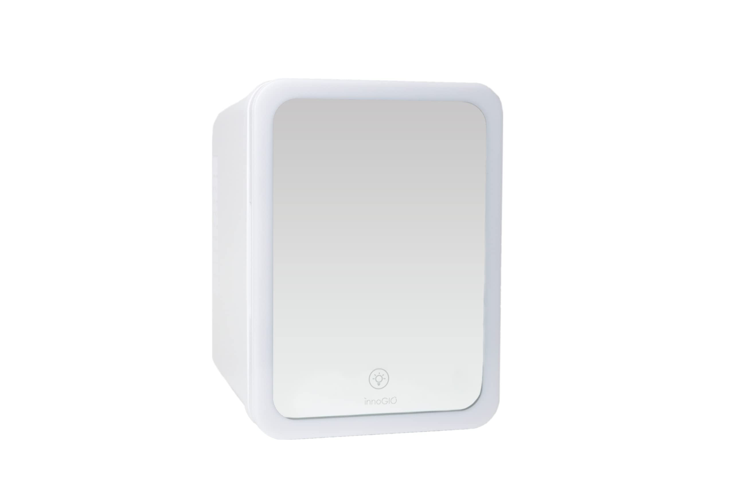 InnoGIO GIOfrozen, Mini Kühlschrank mit Spiegel 4L für Kosmetik, zum Frischhalten von Hautpflegeprodukten wie Masken, Cremes & Medikamenten, Kühlbox mit Unterteilung, Schminkspiegel mit Beleuchtung