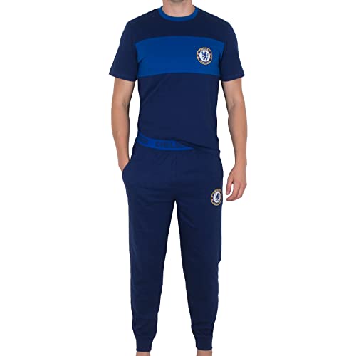 Chelsea FC - Herren Premium-Schlafanzug mit Langer Hose - Offizielles Merchandise - Geschenk für Fußballfans - L