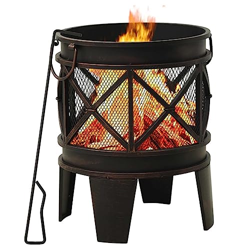 Home Outdoor OthersRustikale Feuerstelle mit Schürhaken, 42 x 54 cm, Stahl