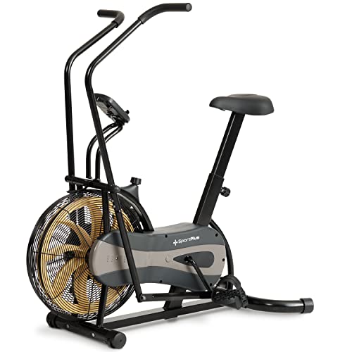 SportPlus Air Bike mit Luftwiderstand, optional mit Bluetooth, Heimtrainer für HIIT, Fitness Bike, beleuchtetes Display, bis 100 kg belastbar