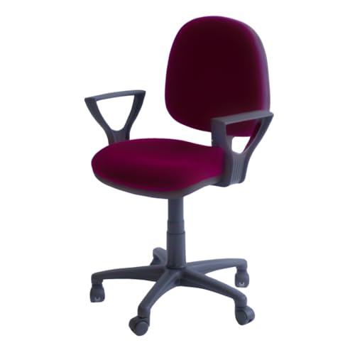 T10 Bürostuhl, Stuhl mit Armlehnen für Home Office, höhenverstellbarer Stuhl, verstellbare Rückenlehne, gepolsterter Sitz und Rückenlehne, Schreibtischstuhl, ergonomischer Stuhl (Bordeaux)
