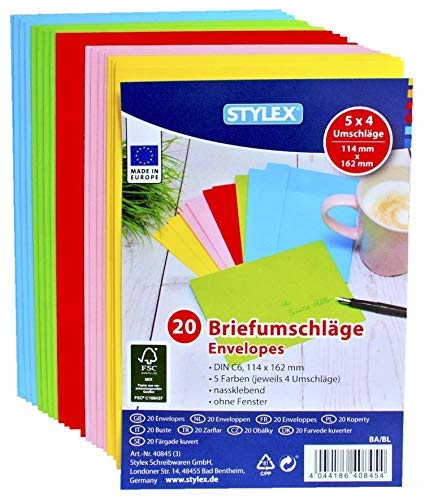Toppoint 500 (25x 20) farbige Briefumschläge Din C6 bunte Kuvert (DIN C6 | 500 Stück, sortiert)