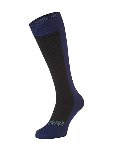 SealSkinz Waterproof Cold Weather Knee Length Sock, Black/Navy Blue, S
