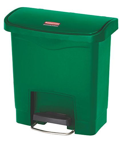 Rubbermaid Commercial Products Commercial 1883581 Slim Jim Step-On Wastebasket, Resin, Front Step, 15 L - Green