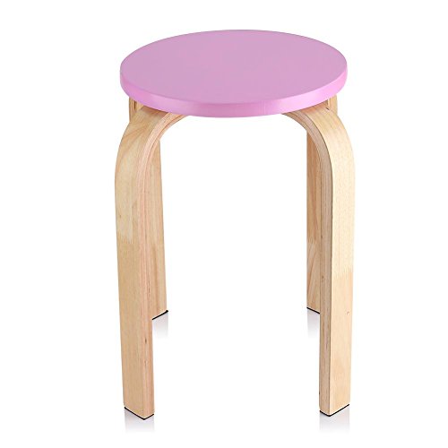 Stapelbarer Hocker, rund, rutschfest, lang, Badhocker, Küchenhocker für Wohnzimmer, Arbeitszimmer, Schlafzimmer, 40 x 45,5 cm, Rosa