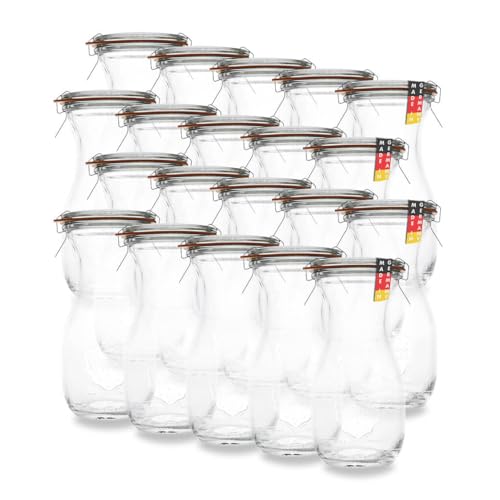 WECK 20er Set 250ml Leere Glasflasche inkl. Verschluss und Dichtung - Zum selbst befüllen von Milchflaschen, Saftflaschen, Smoothie Flaschen