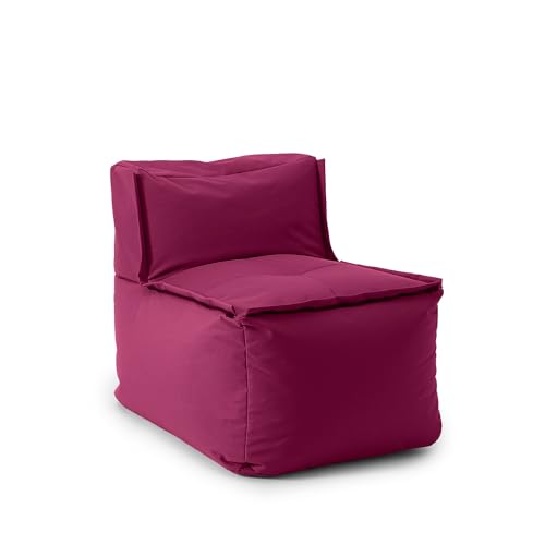 Lumaland Sitzsack-Lounge Modular Mittelteil | Waschbare & Wasserfeste Sitzmöbel für Innenräume & Garten | Indoor & Outdoor Sitz-Garnitur | Einfach erweiterbar | 54x81x70cm [Rotwein]
